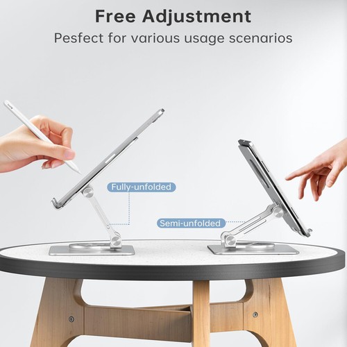 360° Swivel Metal Portable Tablet Stand Riser Bracket Adjustable Holder For Desk - Picture 13 of 22