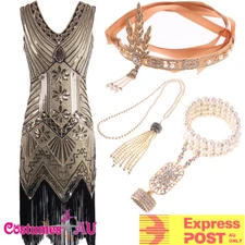 Deluxe Ladies 20s 1920s Roaring Flapper Costume Sequin Gatsby 20's Fancy Dress