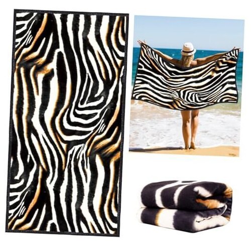 Leopard Print Beach Towel 30 x 60 Inch, Zebra Print Beach Leopard Zebra Print