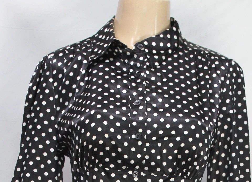 AB Studio Women's Blouse Top Long Sleeve Polka Dot Size M - Image 3 of 4