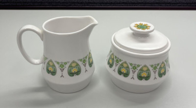 Noritake 9020 Progression China Creamer and Covered Sugar Dish - Palos Verde