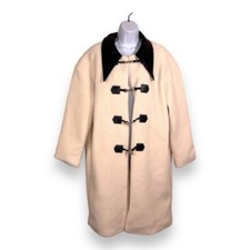 Size 6 Shein White Fuzzy Style Coat Black Faux Leather Accent Goth