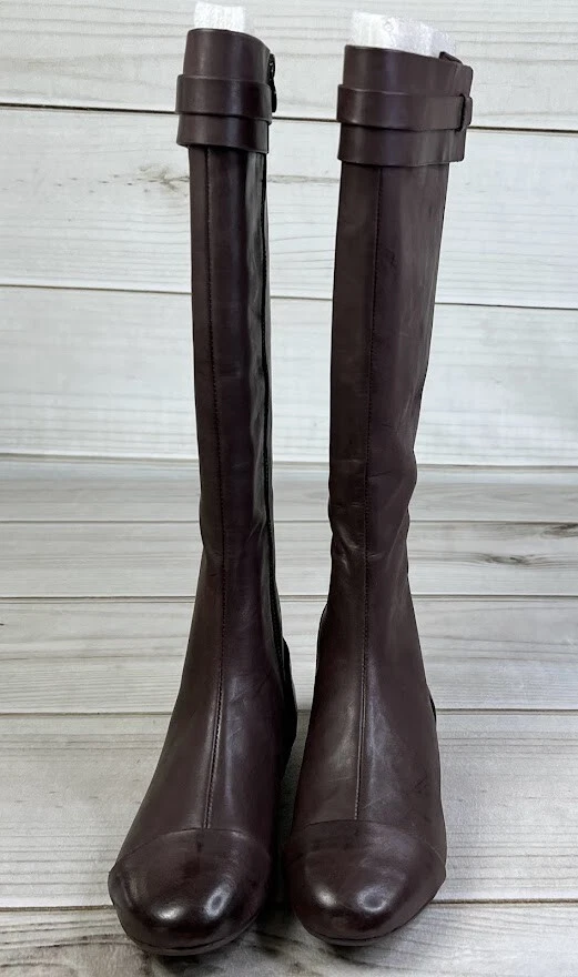 Max Studio Draping Women's Brown Leather Tall Boots Size 6.5M MSRP $378 - Image 4 of 4