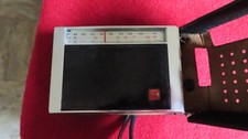 antique vintage orion transistor radio with leather case - corroded battery