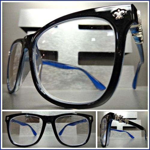 Uomo Stile Vintage Lettura Occhiali da Montatura Nera Argento Croce + 1.75  | eBay