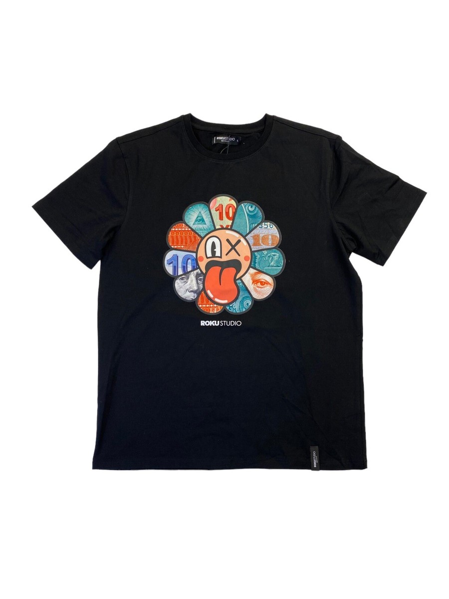 Roku studio mens 100% AUTHENTIC S/S T-shirt size large Flower Face