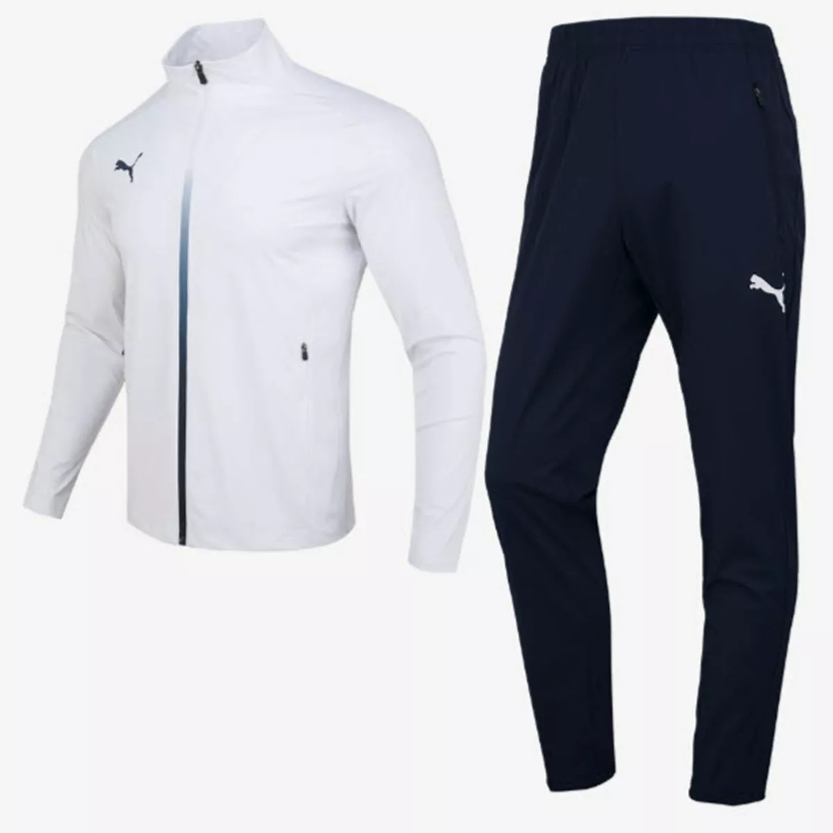 Puma Men KK Woven 2 Training Suit Set White Soccer Jacket Pants Jersey  92928202