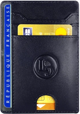 Porte-Cartes Anti-RFID Protection Contre le Piratage Sans Contact Cuir Véritable - Photo 1/4