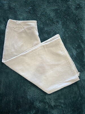 (5) Fresh + Wear Linen Blend Pant Wide Leg Crop With Lace Hems