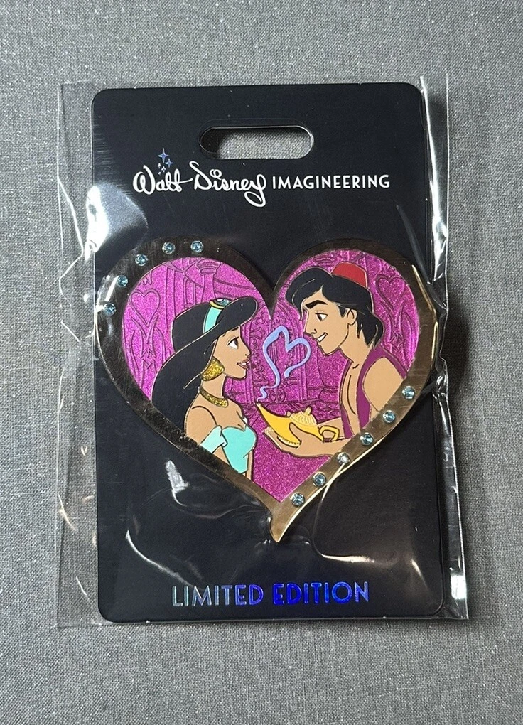 Disney WDI MOG Valentine's Day Prince Princess Hearts Aladdin and Jasmine Pin