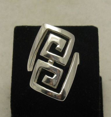 Genuine Sterling Silver Ring Meander Solid Punched 925 Craft