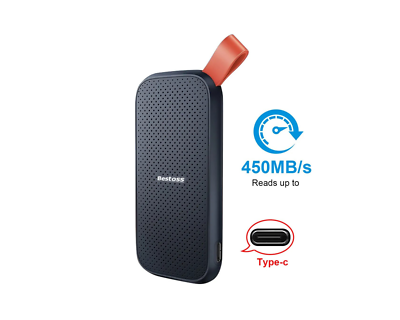 SSD Externe 1To - USB 3.1 Type C - Haute Vitesse 450MB/s - Pour PC, Mac, PS4