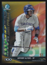 2017 Bowman Chrome Top 100 Gold Refractors #BTP51 Anthony Alford RC #d 44/50