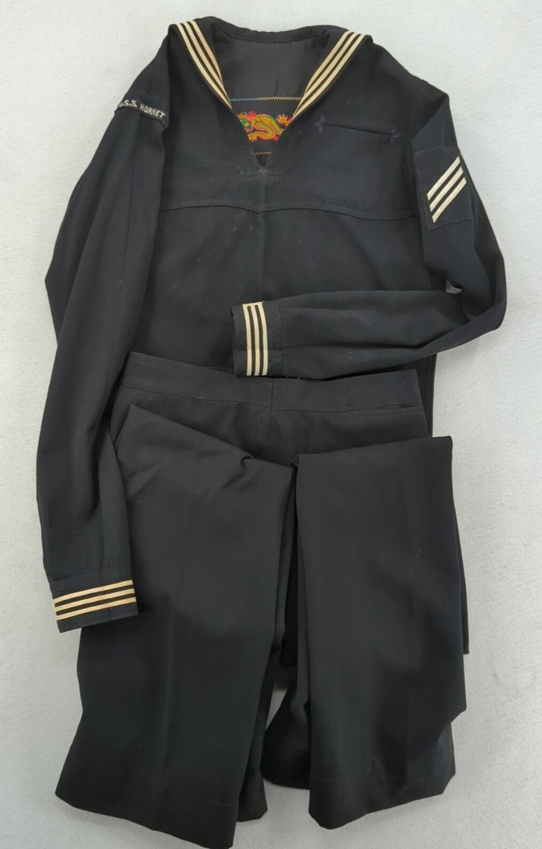 1960's USS HORNET CUSTOM US NAVY DRESS BLUE UNIFORM by SEAFARER w DRAGON
