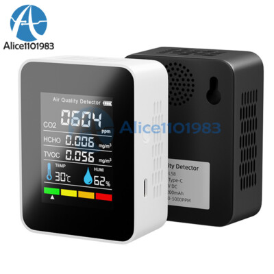 Portable CO2 Meter Temperature Humidity Detector Air Quality Monitor TVOC HCHO