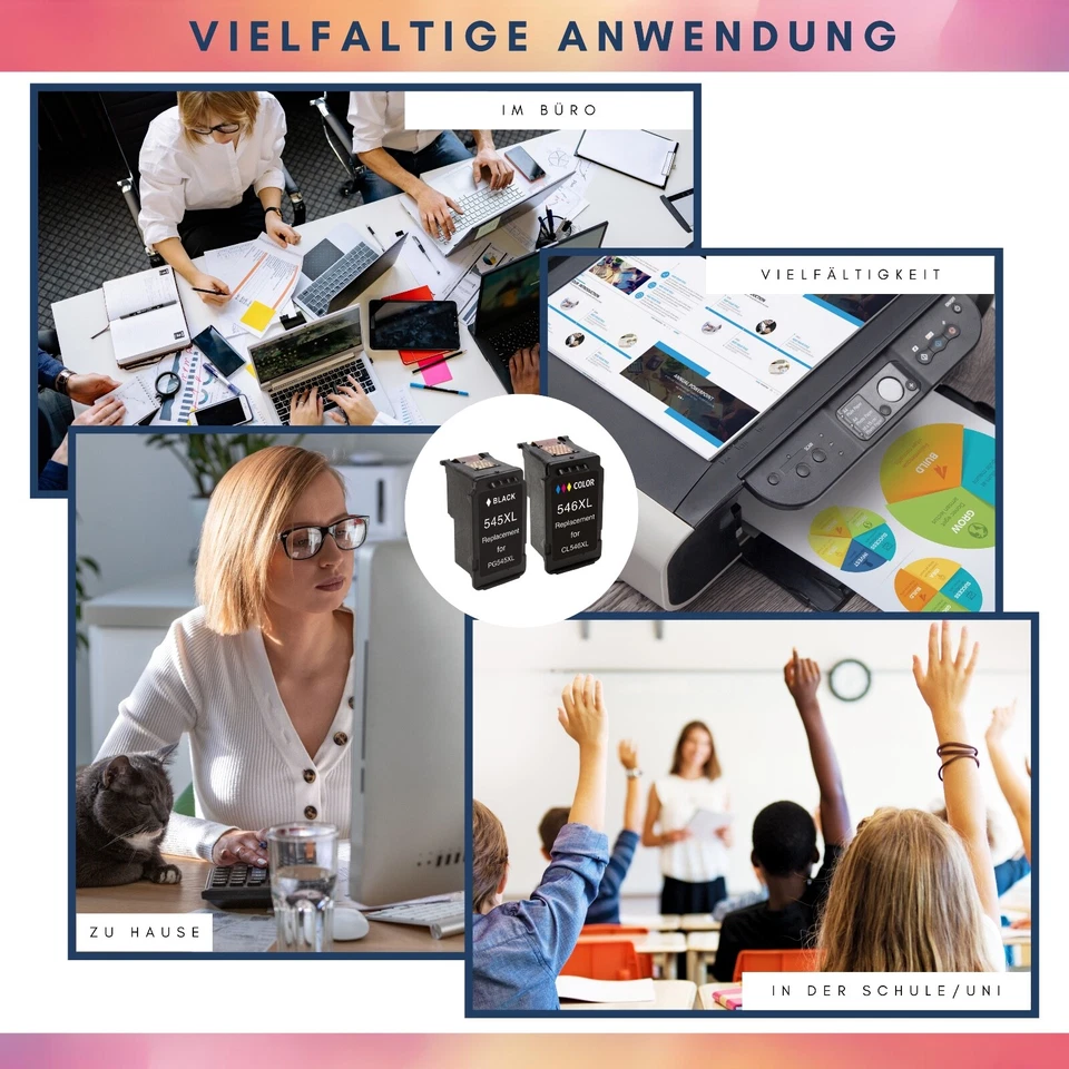 Druckerpatronen für Canon PG- 545 CL- 546 XL Pixma TS 3150 TS 3450 3350 TR 4550 - Bild 3 von 4