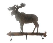 Rustic Metal Moose Arrow Coat Rack Wall Mount 3 Hook Cabin Decor 27 x 25" 2000s