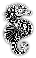 Patterned Seahorse Animal Car Bumper Sticker Decal