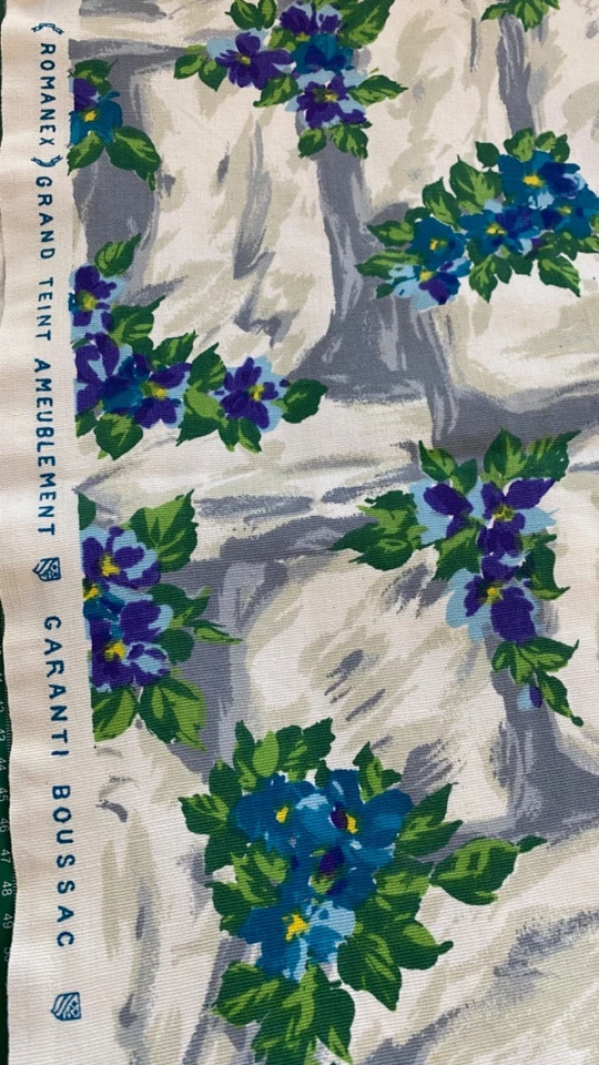 12m Tissu ancien Romanex de Boussac Pascaline Villon "Le Mur Fleuri" années 50 - Photo 2/4