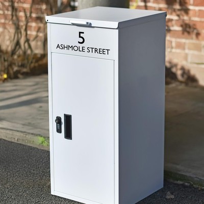 Personalisierte moderne Paketzustellbox Felton weiß - abschließbar