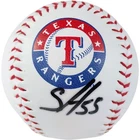 Sam Huff Signed Rawlings Baseball Texas Rangers Logo Photo Proof COA MLB Auto