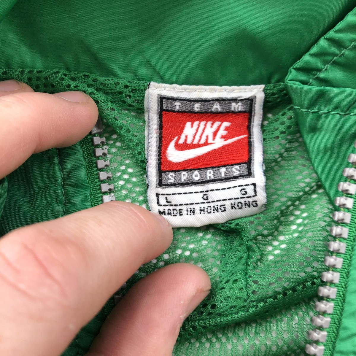 Vintage Nike Jacket Mens Large Green White Colorblock Full Zip