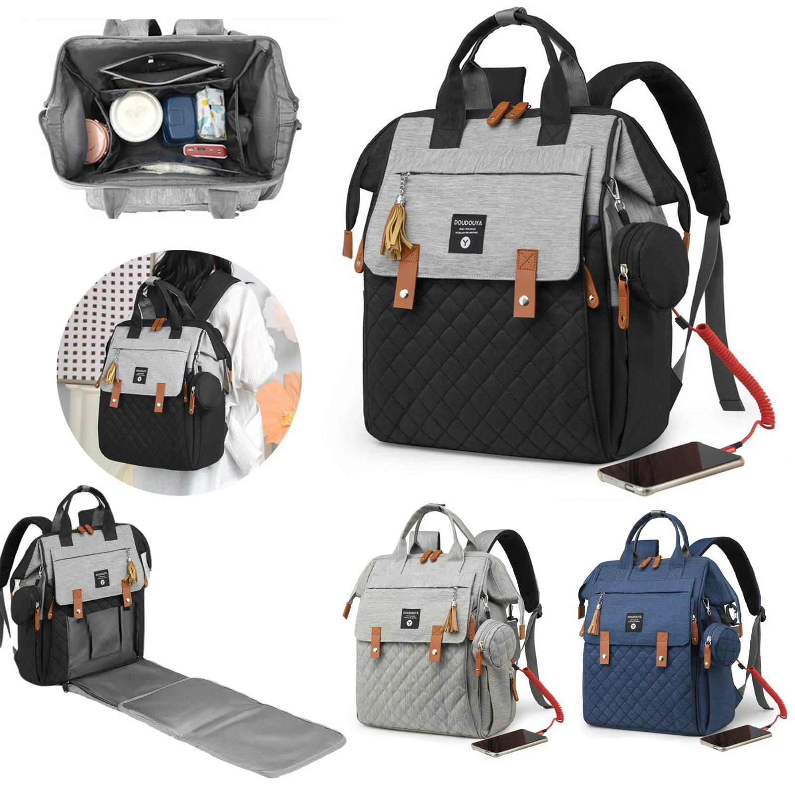 Diaper Bag Backpack Multifunction Travel Backpack Maternity Changing Station 45L