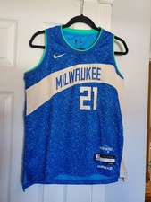 Maglia ragazzo Nike Jrue Holiday Bucks City Edition Royal Swingman taglia LG