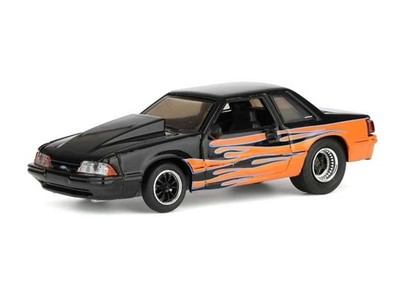 1990 Ford Mustang LX Orange w/ Black Flames Diecast 1:64 Scale Model - LP 51666C