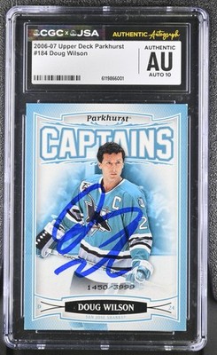 DOUG WILSON SIGNED 2006-07 UPPER DECK PARKHURST CARD #184 CGC AU JSA 10 AUTO