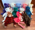 Lot 12 TY Beanie Buddy Bear Flammingo Plush Stuffed Animal Vintage Retired NWT