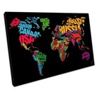 Black World Map Word Cloud Wall Art Print for Home or Office Decor Ready to Hang