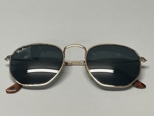 Ray-Ban RB3548 HexagonalM 51-21. Color Gold Frame / Black Lens Distressed Flaws