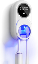 UV Toothbrush Sanitizer Holder, Wall Mounted Automatic Cleaner with Heated Fan D