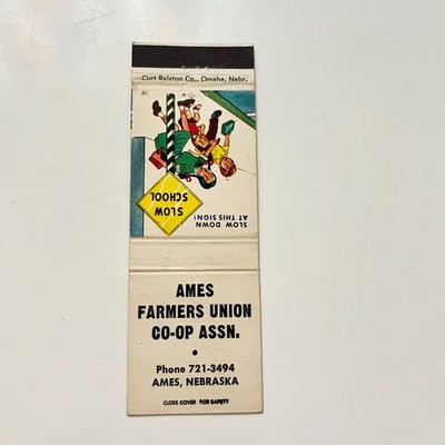 Ames Farmers Union Co-Op Assn Ames NE Vintage Matchbook Cover TMB57-6