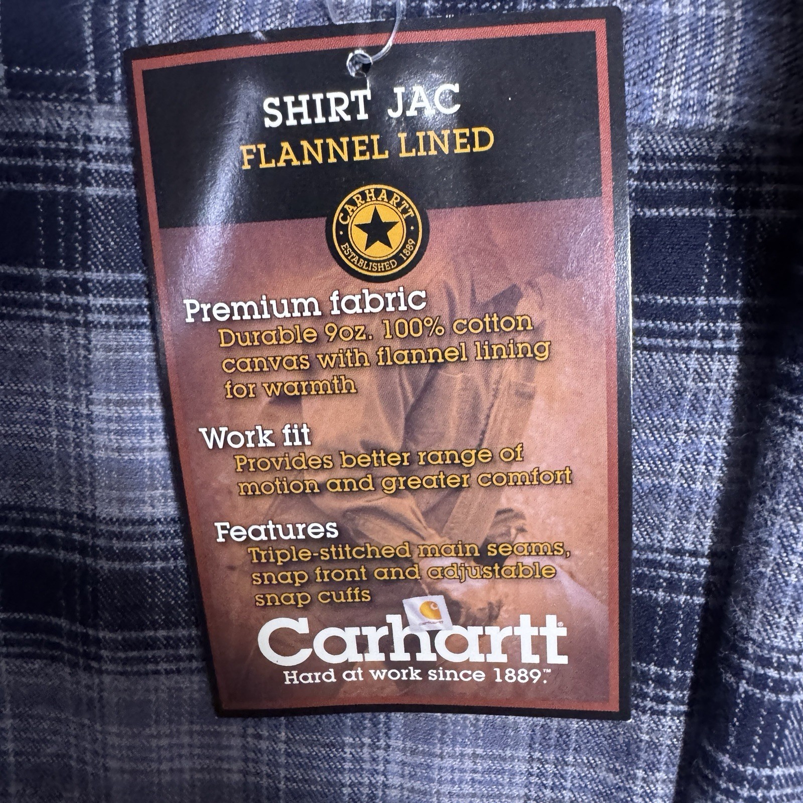 Carhartt S96 Mens L Reg MDT Flannel Canvas Shirt Jac Vintage Utility Deadstock image 5