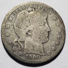 1909 Circulated Barber Silver Quarter