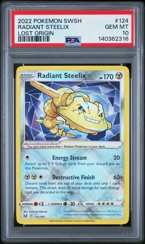 PSA 10 Radiant Steelix Holo Rare LOST ORIGIN 124/196 Graded Pokemon Card