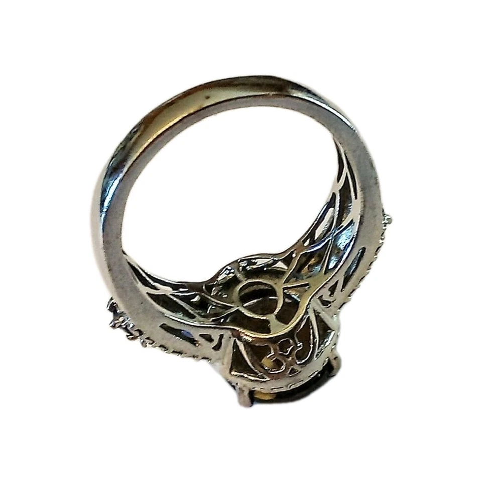 Anillo de cóctel Karis STS tono plata cuarzo ahumado con piedras azules talla 7,5 Foto 4 de 4