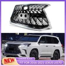 For Lexus LX570 2016-2021 Chrome Black Luxury Grille Sport Style Upper Grille
