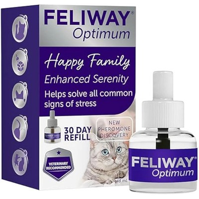 FELIWAY Optimum 30 Tage Katze beruhigend geruchsneutral Nachfüller für Pheromon Diffusor,
