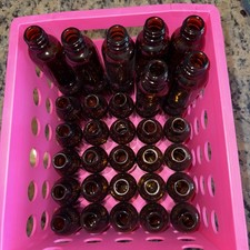1 Oz Amber Glass Bottles For Essential Oils/Perfumes 40 Bottles  Tops NEW