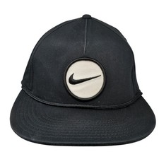 Nike Golf Snapback 5 Panel Cap Black One Size Adjustable Embroidered Rope Cotton