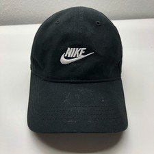 Nike Baseball Cap Child Kids Black OSFM Adjustable White Logo Embroidered