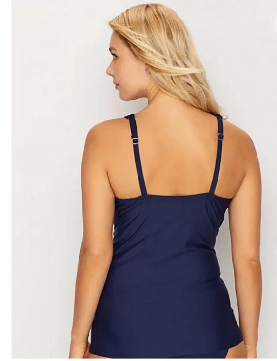 Nuevo con etiquetas Camiseta Tankini Miraclesuit Talla 36 DDD Azul Medianoche Sobrepelliz Sólido Con Aros Foto 3 de 4