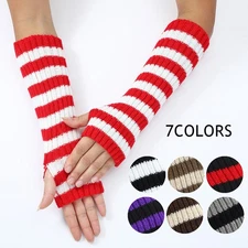 Casual Arm Warmers Striped Design Knitted Sleeves for Daily Wear