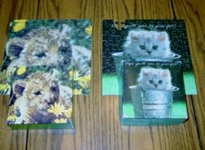 2 VTG Springbok MINI : KITTEN Cheetah CUB - 70 Pcs Jigsaw Puzzles - Hallmark
