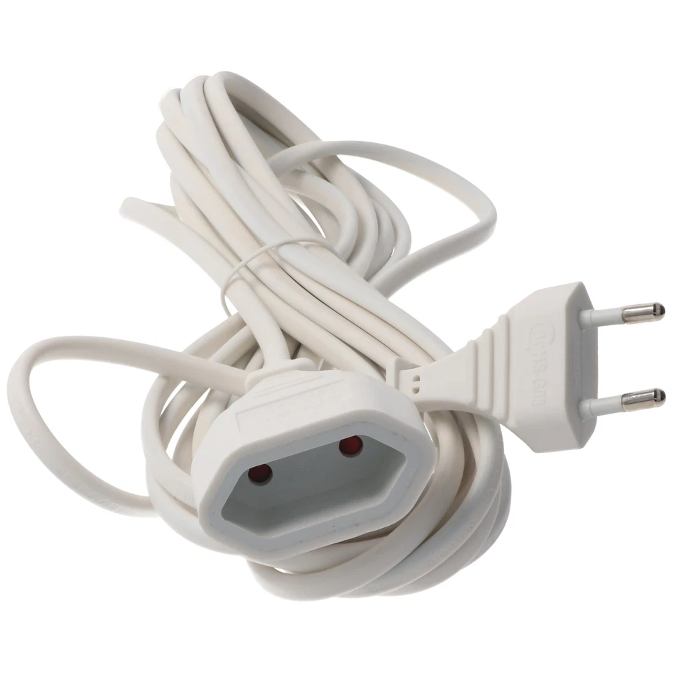 5m EURO Verlängerungskabel für den flachen Eurostecker 2-polig, Farbe weiß - Bild 3 von 4