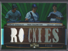 2011 Triple Threads Relic Emerald #TTRC19 Gonzalez Tulowitzki Ubaldo Jimenez /18