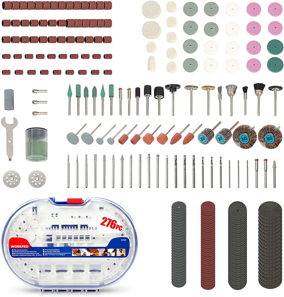 WORKPRO Rotary Tool Accessories Kit 276pcs, 1/8" Shank Electric Grinder